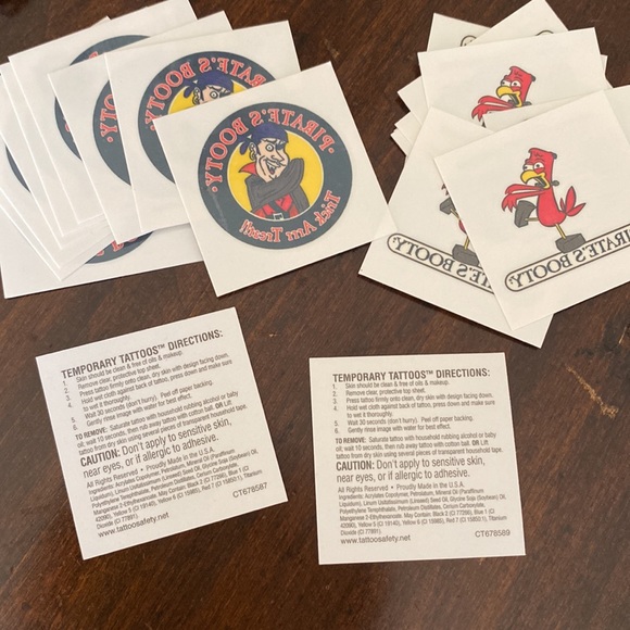 Halloween Pirate’s Booty temporary tattoos “trick arrr treat” pirate & parrot - Picture 6 of 9